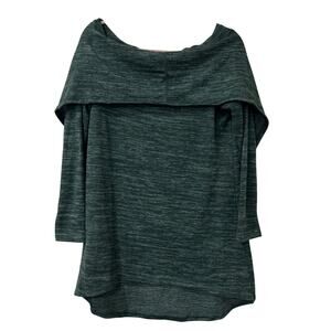 Pure Essence Womens Size Medium Green Jersey Knit Cowl Neck Long Sleeve Top